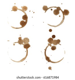 Coffee Stain Rings Set of four Vector illustration
