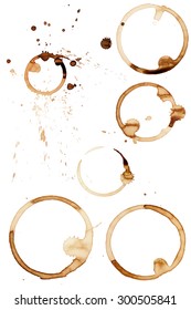 Coffee Stain Rings Set of six Vector illustrations