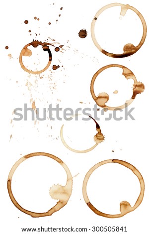 Coffee Stain Rings Set of six Vector illustrations