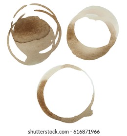 Coffee Stain Rings Set of three Vector illustration