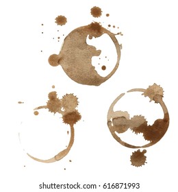 Coffee Stain Rings Set Of Three Vector Illustration