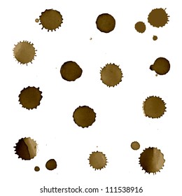 Coffee Stain Set, Isolated On White Background, Vector Illustration