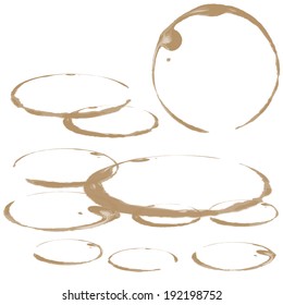 Coffee Stain Set, Isolated On White Background. EPS10