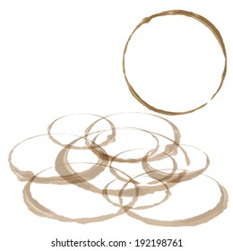 Coffee Stain Set, Isolated On White Background. EPS10