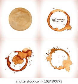 Coffee stain set. Vector coffee cup stains isolated on white 