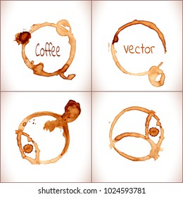 Coffee stain set. Vector coffee cup stains isolated on white 