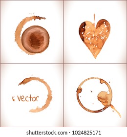 Coffee stain set. Vector coffee cup stains isolated on white 