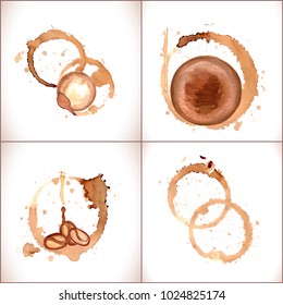 Coffee stain set. Vector coffee cup stains isolated on white 