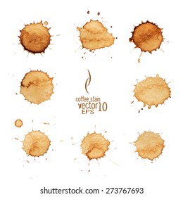 Coffee stain watercolor vector. 