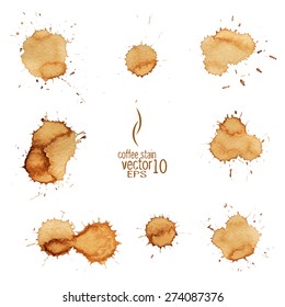 Coffee Stain Watercolor Vector. 