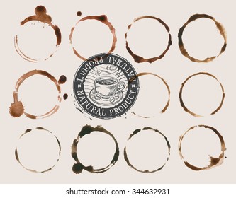 coffee stains isolated on a light background. vector illustration