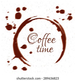 Coffee stains isolated on white background, Vector illustration.