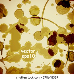 Coffee stains on the white background - Vector illustration.