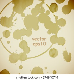 Coffee stains on the white background - Vector illustration.