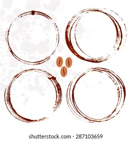 coffee stains on white. Vector illustration.