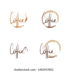 Coffee stains. Trace of coffee cup. Hand-drawn and calligraphic design elements. Vector