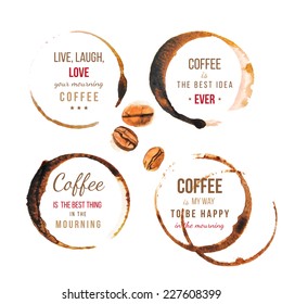 Coffee stains with type designs 