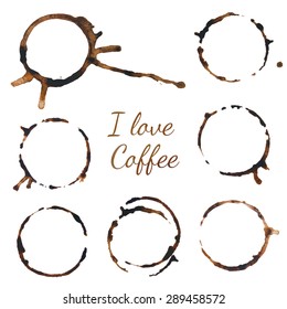 Coffee stains. Vector illustration on white background. Traces coffee.