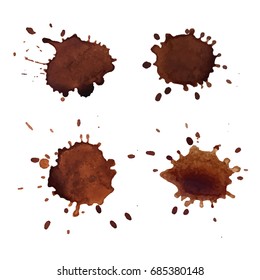 Coffee stains vector, isolated on white