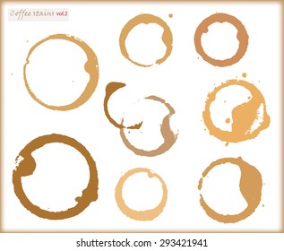 Coffee stains.Coffee cup rings.Vector template.