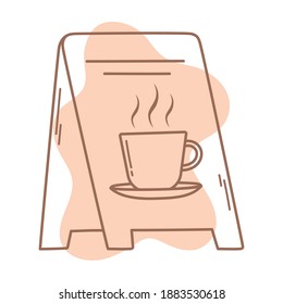 placa base de café con línea de icono de taza y ilustración de vector de relleno