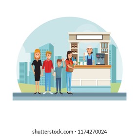 Coffee stand at city