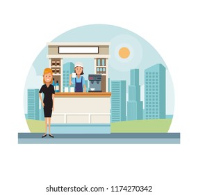 Coffee stand at city