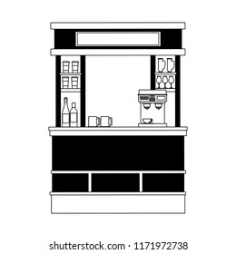 Coffee stand isolated in black and white
