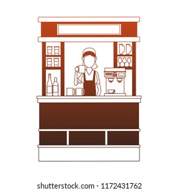 Coffee stand isolated orange lines