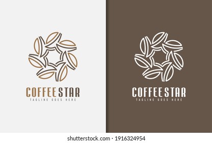 Coffee Star Logo . Creative Symbol Design Based Creative Geometric Lines. Vector Logo Illustration.