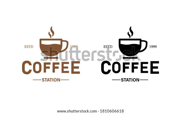 Coffee station banner. For coffee\
shop. Vector on isolated white background. EPS\
10