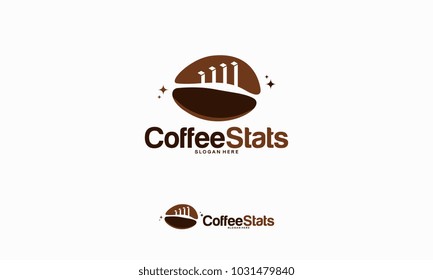 Coffee Stats logo designs concept vector, Coffee Stock logo template, Coffee Bean logo template