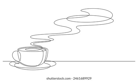 coffee steam hot drink one line continuous decorative art minimalism