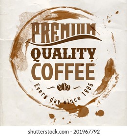 coffee coffee sticker for cafe in blotch on cardboard texture coffee brown classical texture abstraction scene swirl cafe space mature mark senior splashing business table shadow material teacup twist