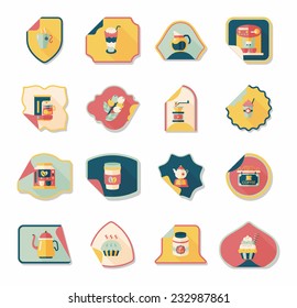 Coffee sticker flat banner background set, eps10