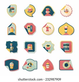 Coffee sticker flat banner background set, eps10
