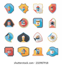 Coffee sticker flat banner background set, eps10