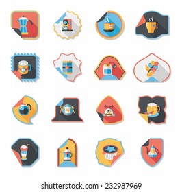 Coffee sticker flat banner background set, eps10