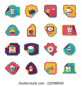 Coffee sticker flat banner background set, eps10