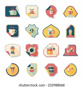 Coffee sticker flat banner background set, eps10