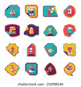 Coffee sticker flat banner background set, eps10