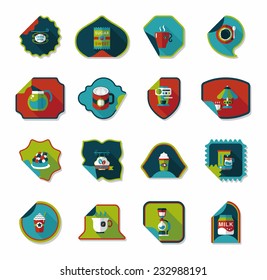 Coffee sticker flat banner background set, eps10
