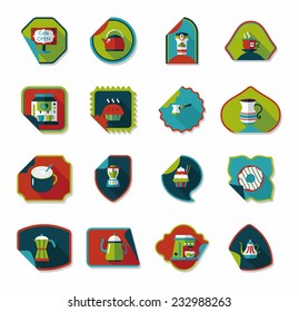 Coffee sticker flat banner background set, eps10