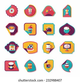 Coffee sticker flat banner background set, eps10