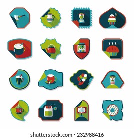 Coffee sticker flat banner background set, eps10