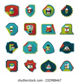 Coffee sticker flat banner background set, eps10