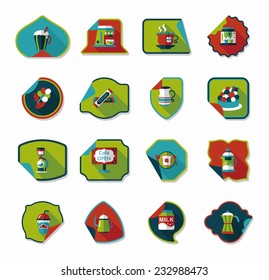 Coffee sticker flat banner background set, eps10