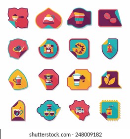 Coffee sticker flat banner background set, eps10