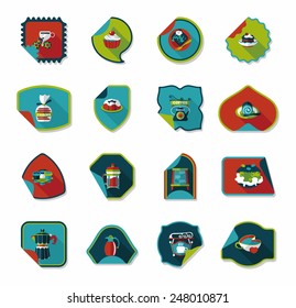 Coffee sticker flat banner background set, eps10