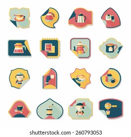 Coffee sticker flat banner background set, eps10